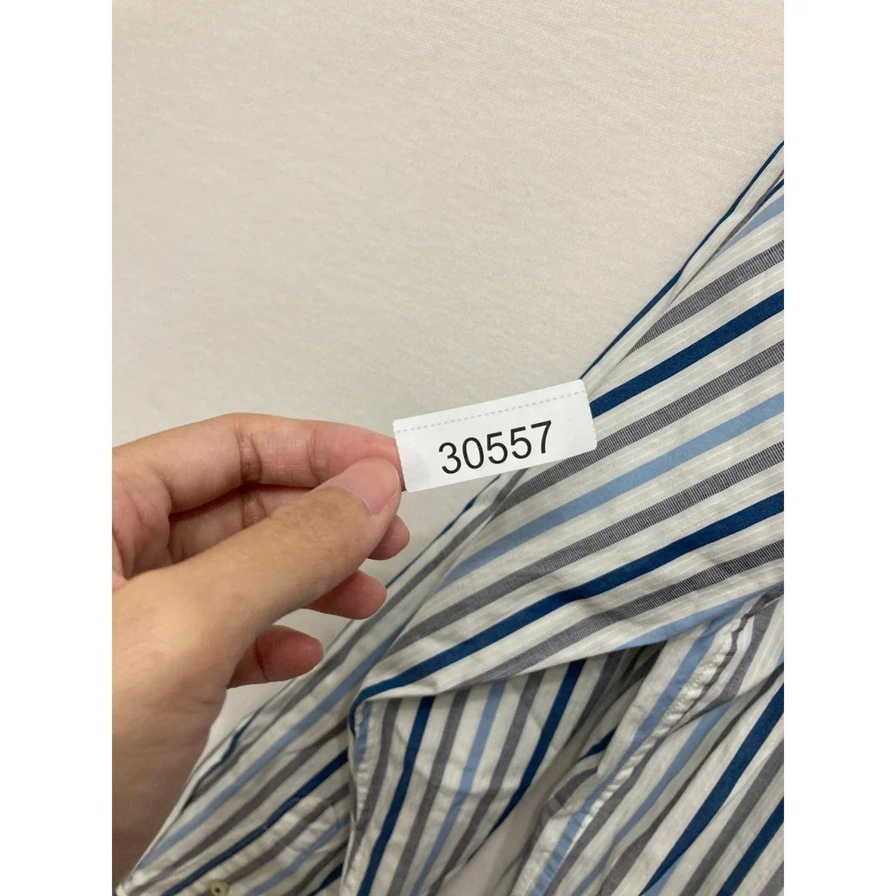 New Banana Republic Button Down XL Blue Striped Classic Fit Cotton Long Sleeve